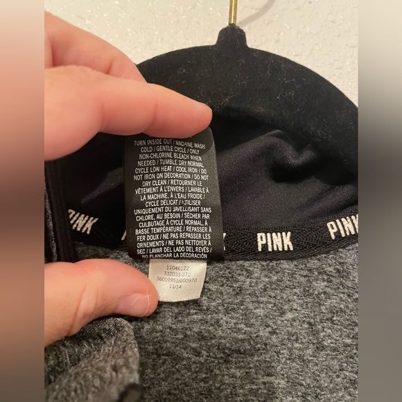 Victoria's Secret PINK 1/4 Zip Pullover Track Jacket Dark Heather Gray Size Med - Picture 4 of 6